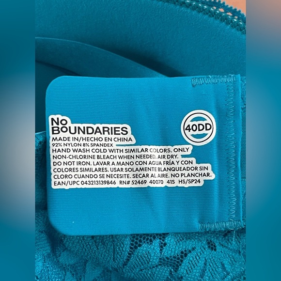 No Boundaries All Over Lace Bra Teal Aqua 40DD sexy lace - Picture 3 of 5